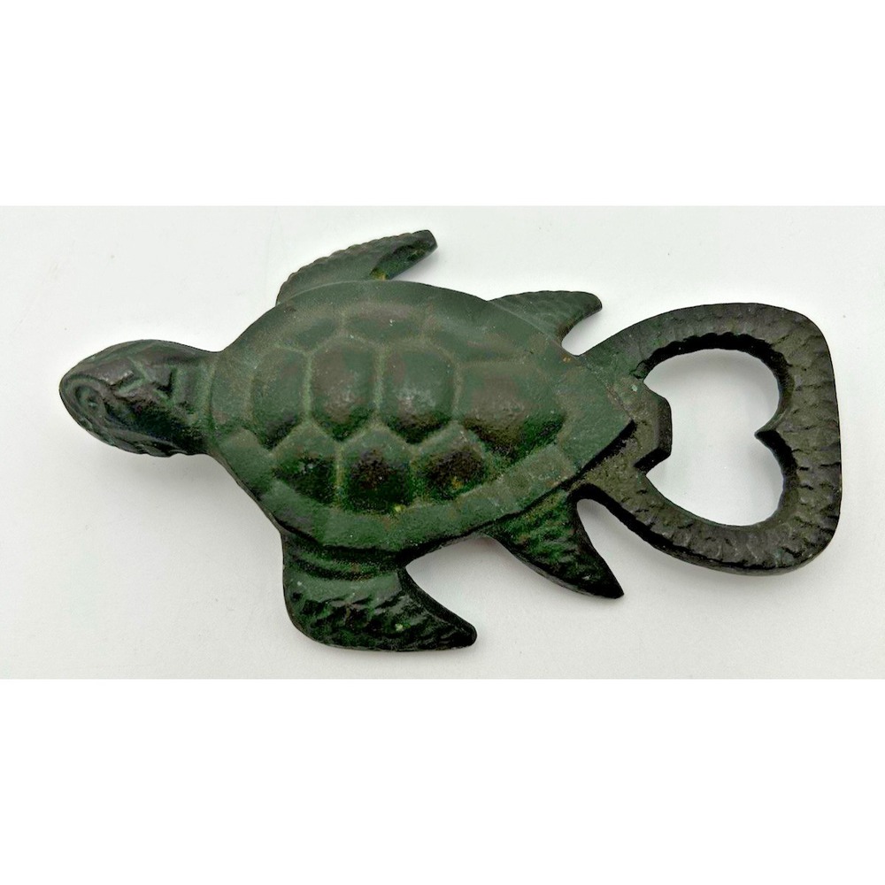 Cast Iron Sea Turtle Handheld Beer Soda Bottle Opener Rustic Nautical Bar Decor